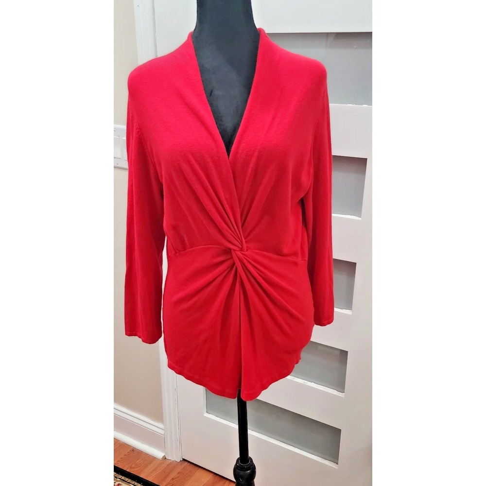 Women's Knotted Surplus Top Bracelet Sleeve by Windridge in Red Sz LG